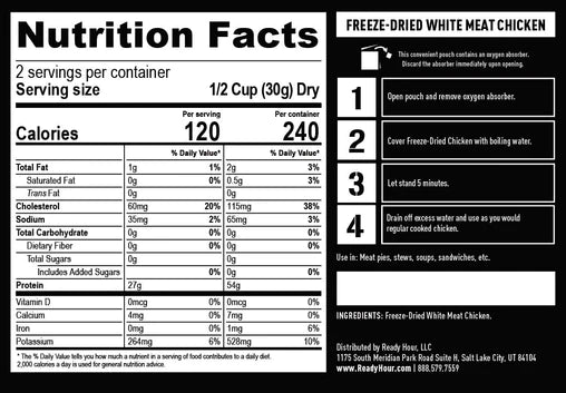 Ready Hour Freeze-Dried White Meat Chicken Case Pack (12 servings, 6 pk.)
